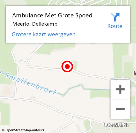 Locatie op kaart van de 112 melding: Ambulance Met Grote Spoed Naar Meerlo, Dellekamp op 4 oktober 2016 10:42