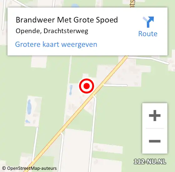 Locatie op kaart van de 112 melding: Brandweer Met Grote Spoed Naar Opende, Drachtsterweg op 4 oktober 2016 10:55