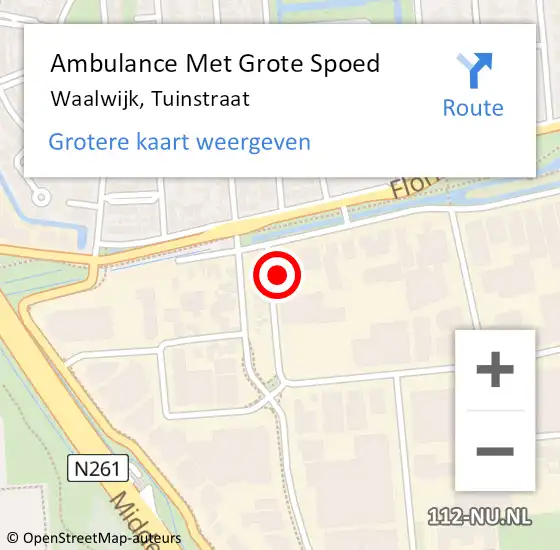 Locatie op kaart van de 112 melding: Ambulance Met Grote Spoed Naar Waalwijk, Tuinstraat op 4 oktober 2016 11:00