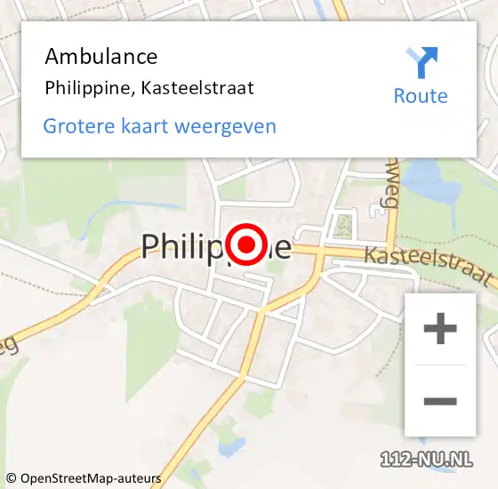 Locatie op kaart van de 112 melding: Ambulance Philippine, Kasteelstraat op 4 oktober 2016 11:36