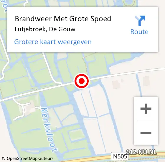 Locatie op kaart van de 112 melding: Brandweer Met Grote Spoed Naar Lutjebroek, De Gouw op 4 oktober 2016 11:49