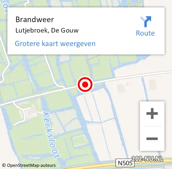 Locatie op kaart van de 112 melding: Brandweer Lutjebroek, De Gouw op 4 oktober 2016 11:52