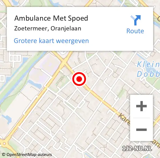 Locatie op kaart van de 112 melding: Ambulance Met Spoed Naar Zoetermeer, Oranjelaan op 4 oktober 2016 11:56