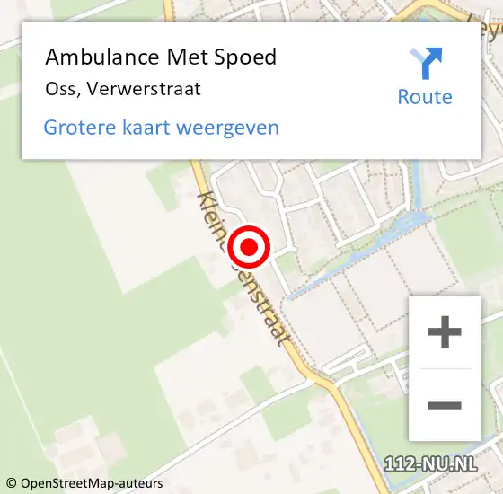 Locatie op kaart van de 112 melding: Ambulance Met Spoed Naar Oss, Verwerstraat op 4 oktober 2016 12:01