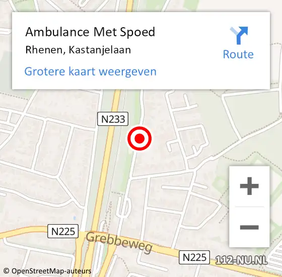 Locatie op kaart van de 112 melding: Ambulance Met Spoed Naar Rhenen, Kastanjelaan op 4 oktober 2016 12:15