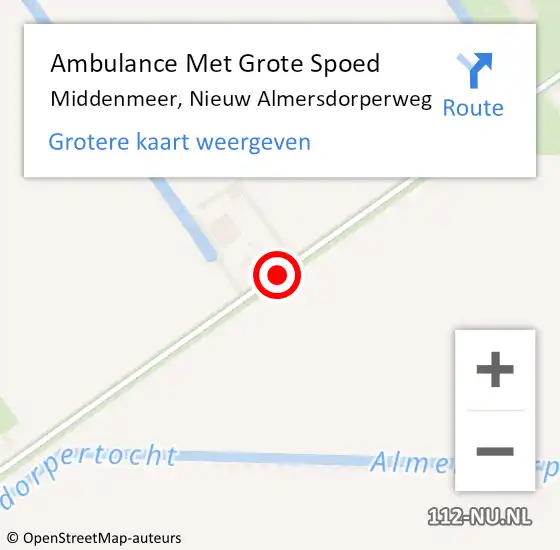Locatie op kaart van de 112 melding: Ambulance Met Grote Spoed Naar Middenmeer, Nieuw Almersdorperweg op 29 december 2013 14:02