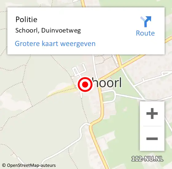 Locatie op kaart van de 112 melding: Politie Schoorl, Duinvoetweg op 4 oktober 2016 13:26