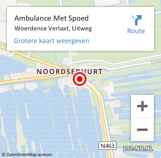 Locatie op kaart van de 112 melding: Ambulance Met Spoed Naar Woerdense Verlaat, Uitweg op 4 oktober 2016 13:35