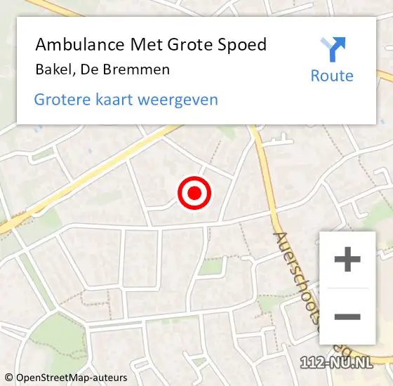 Locatie op kaart van de 112 melding: Ambulance Met Grote Spoed Naar Bakel, De Bremmen op 4 oktober 2016 13:47