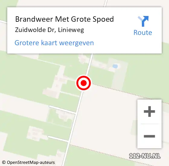 Locatie op kaart van de 112 melding: Brandweer Met Grote Spoed Naar Zuidwolde Dr, Linieweg op 4 oktober 2016 13:51