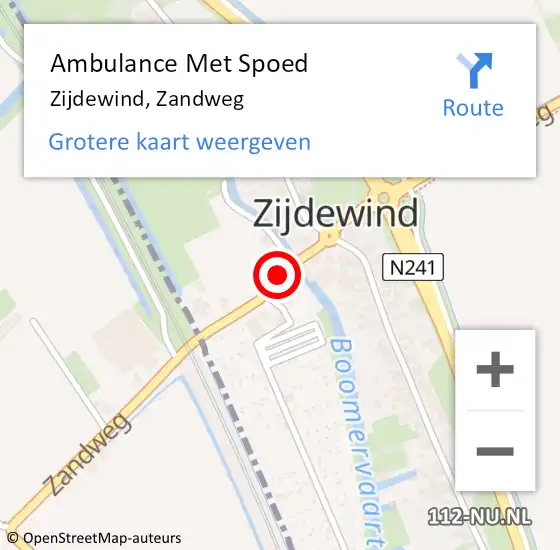 Locatie op kaart van de 112 melding: Ambulance Met Spoed Naar Zijdewind, Zandweg op 4 oktober 2016 14:36