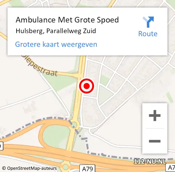 Locatie op kaart van de 112 melding: Ambulance Met Grote Spoed Naar Hulsberg, Parallelweg Zuid op 29 december 2013 14:11