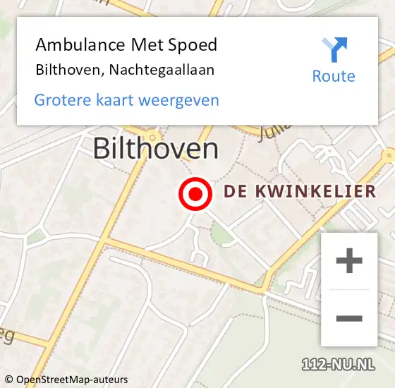 Locatie op kaart van de 112 melding: Ambulance Met Spoed Naar Bilthoven, Nachtegaallaan op 4 oktober 2016 15:35