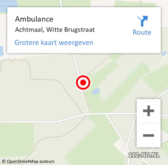 Locatie op kaart van de 112 melding: Ambulance Achtmaal, Witte Brugstraat op 4 oktober 2016 16:10