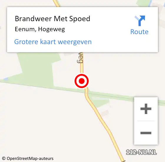 Locatie op kaart van de 112 melding: Brandweer Met Spoed Naar Eenum, Hogeweg op 4 oktober 2016 16:23