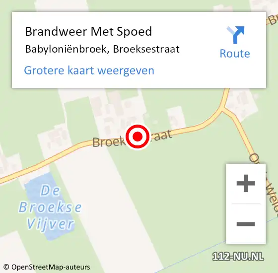 Locatie op kaart van de 112 melding: Brandweer Met Spoed Naar Babylonienbroek, Broeksestraat op 4 oktober 2016 16:25