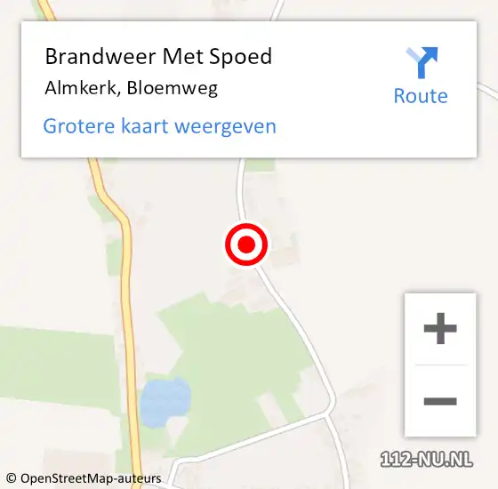 Locatie op kaart van de 112 melding: Brandweer Met Spoed Naar Almkerk, Bloemweg op 4 oktober 2016 16:27