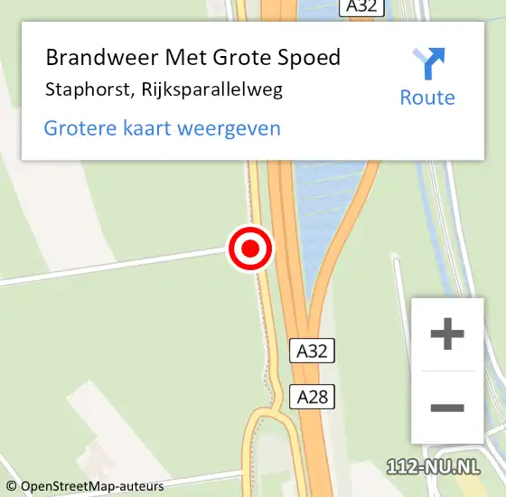 Locatie op kaart van de 112 melding: Brandweer Met Grote Spoed Naar Staphorst, Rijksparallelweg op 4 oktober 2016 16:28