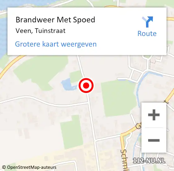 Locatie op kaart van de 112 melding: Brandweer Met Spoed Naar Veen, Tuinstraat op 4 oktober 2016 16:30