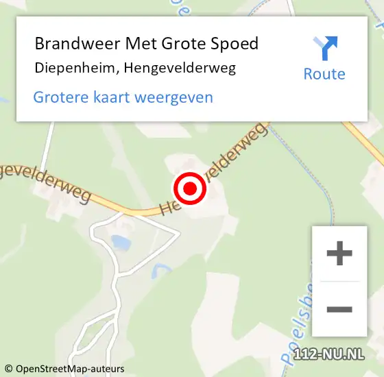 Locatie op kaart van de 112 melding: Brandweer Met Grote Spoed Naar Diepenheim, Hengevelderweg op 4 oktober 2016 16:33