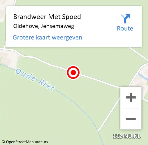 Locatie op kaart van de 112 melding: Brandweer Met Spoed Naar Oldehove, Jensemaweg op 4 oktober 2016 16:43