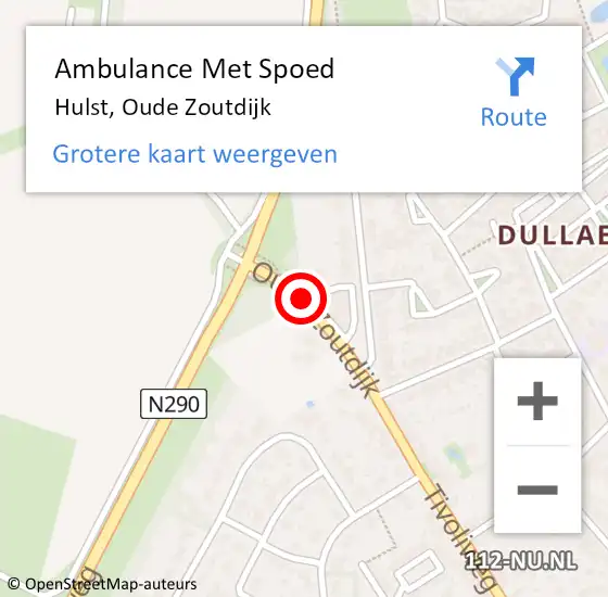 Locatie op kaart van de 112 melding: Ambulance Met Spoed Naar Hulst, Oude Zoutdijk op 4 oktober 2016 17:14