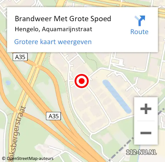 Locatie op kaart van de 112 melding: Brandweer Met Grote Spoed Naar Hengelo, Aquamarijnstraat op 4 oktober 2016 17:15