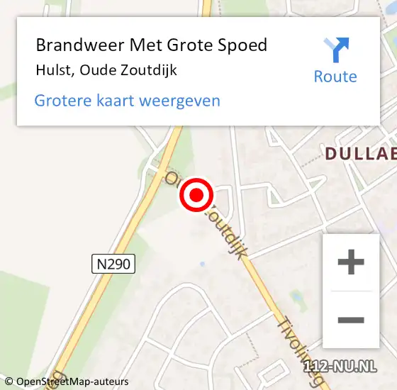 Locatie op kaart van de 112 melding: Brandweer Met Grote Spoed Naar Hulst, Oude Zoutdijk op 4 oktober 2016 17:15