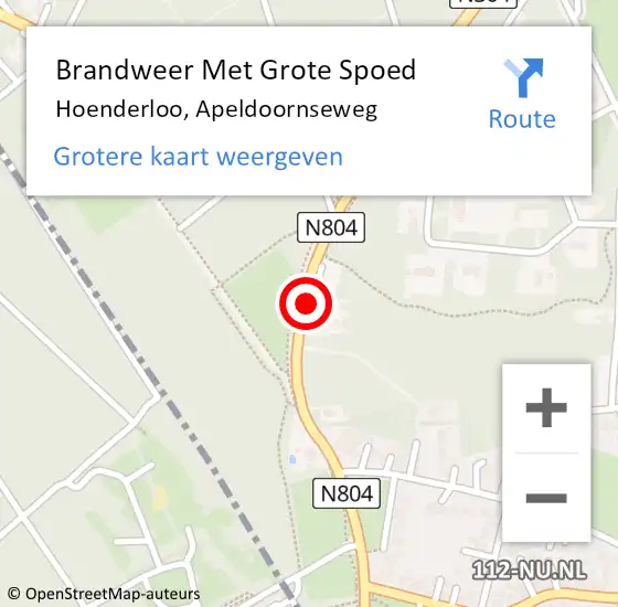 Locatie op kaart van de 112 melding: Brandweer Met Grote Spoed Naar Hoenderloo, Apeldoornseweg op 4 oktober 2016 17:43