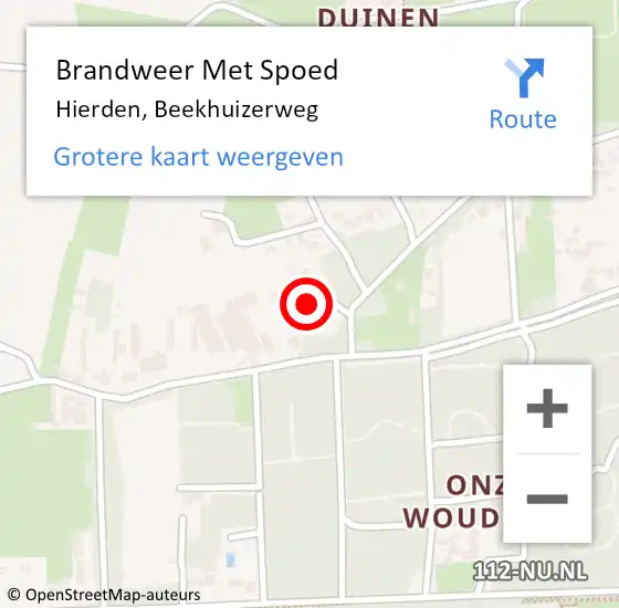 Locatie op kaart van de 112 melding: Brandweer Met Spoed Naar Hierden, Beekhuizerweg op 4 oktober 2016 17:43