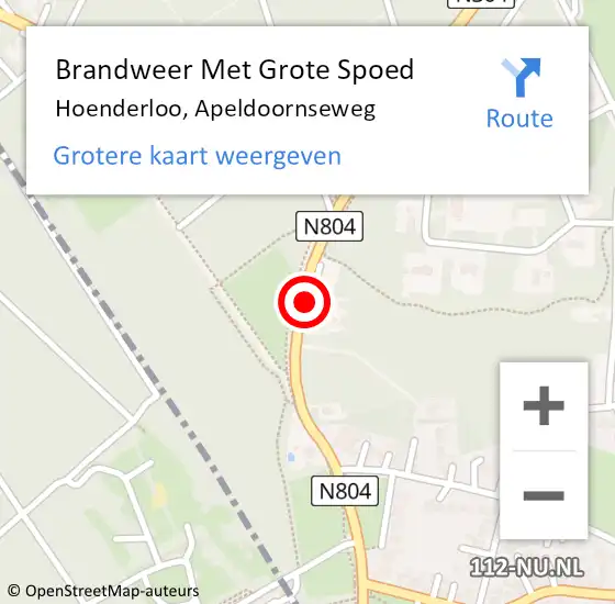 Locatie op kaart van de 112 melding: Brandweer Met Grote Spoed Naar Hoenderloo, Apeldoornseweg op 4 oktober 2016 17:45