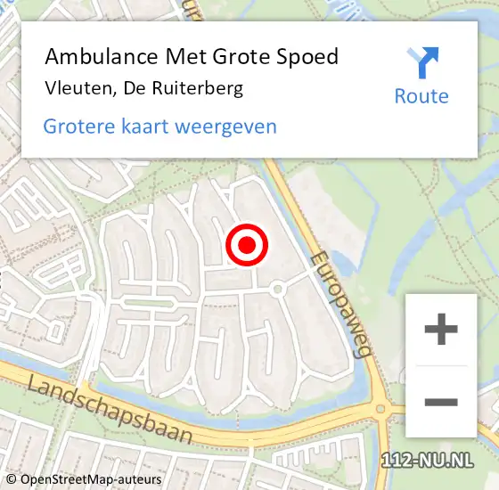 Locatie op kaart van de 112 melding: Ambulance Met Grote Spoed Naar Vleuten, De Ruiterberg op 4 oktober 2016 17:53