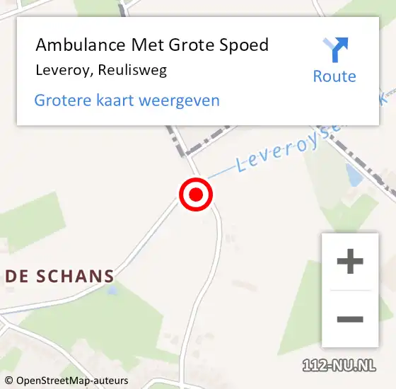 Locatie op kaart van de 112 melding: Ambulance Met Grote Spoed Naar Leveroy, Reulisweg op 4 oktober 2016 18:06