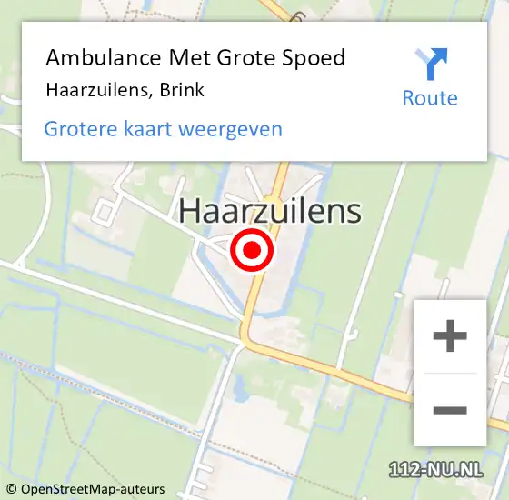 Locatie op kaart van de 112 melding: Ambulance Met Grote Spoed Naar Haarzuilens, Brink op 4 oktober 2016 18:37