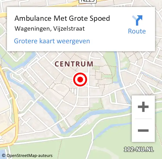 Locatie op kaart van de 112 melding: Ambulance Met Grote Spoed Naar Wageningen, Vijzelstraat op 4 oktober 2016 18:43