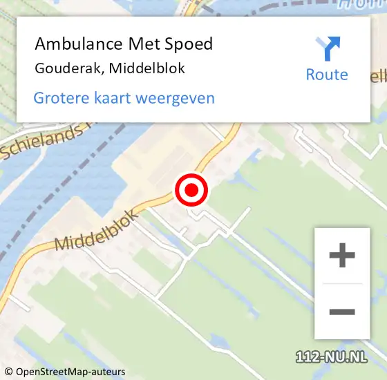 Locatie op kaart van de 112 melding: Ambulance Met Spoed Naar Gouderak, Middelblok op 4 oktober 2016 19:19