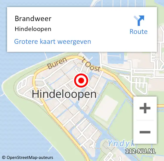 Locatie op kaart van de 112 melding: Brandweer Hindeloopen op 4 oktober 2016 19:30