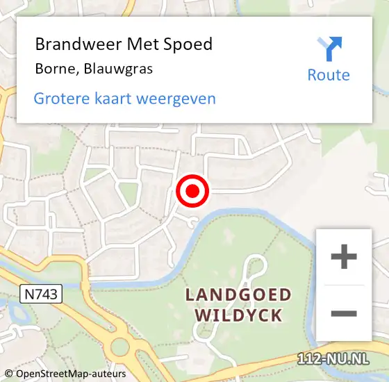 Locatie op kaart van de 112 melding: Brandweer Met Spoed Naar Borne, Blauwgras op 4 oktober 2016 19:49