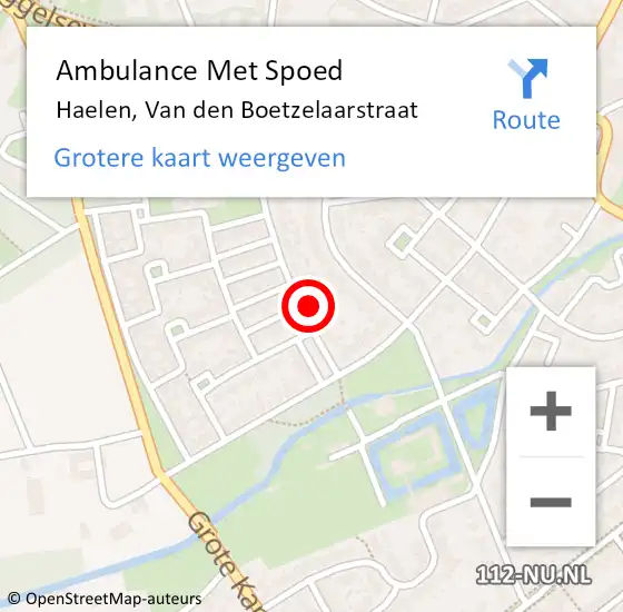 Locatie op kaart van de 112 melding: Ambulance Met Spoed Naar Haelen, Van den Boetzelaarstraat op 4 oktober 2016 19:57