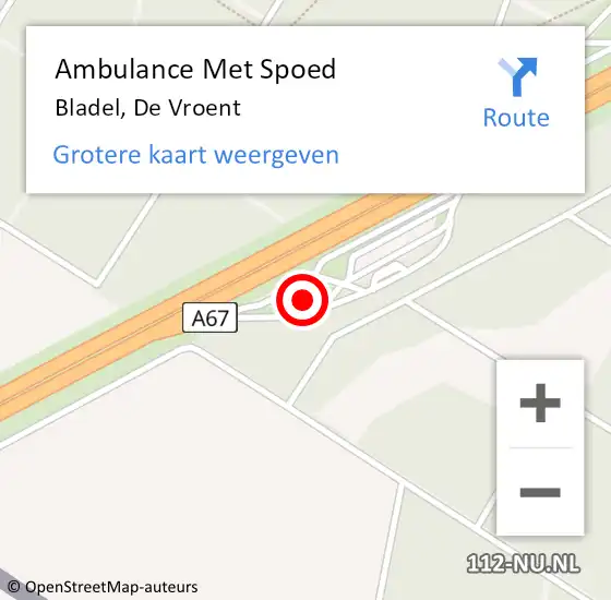 Locatie op kaart van de 112 melding: Ambulance Met Spoed Naar Bladel, De Vroent op 4 oktober 2016 20:28