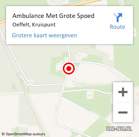 Locatie op kaart van de 112 melding: Ambulance Met Grote Spoed Naar Oeffelt, Kruispunt op 4 oktober 2016 21:06