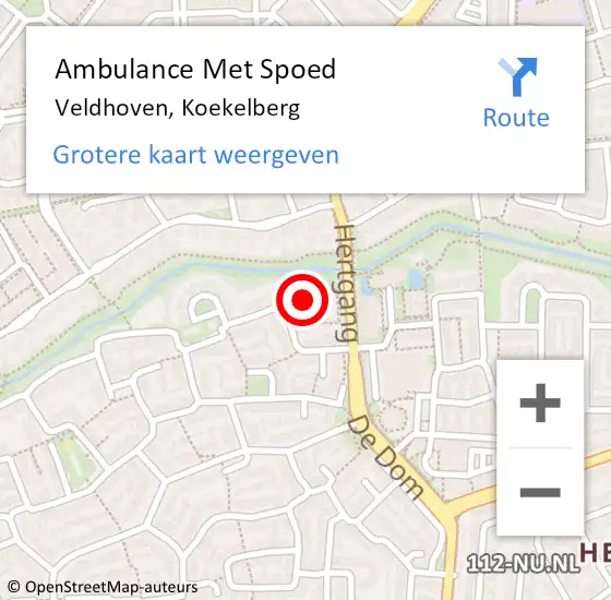 Locatie op kaart van de 112 melding: Ambulance Met Spoed Naar Veldhoven, Koekelberg op 4 oktober 2016 21:37