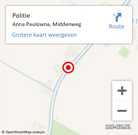 Locatie op kaart van de 112 melding: Politie Anna Paulowna, Middenweg op 4 oktober 2016 22:00