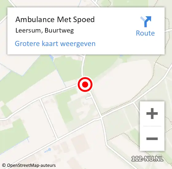 Locatie op kaart van de 112 melding: Ambulance Met Spoed Naar Leersum, Buurtweg op 5 oktober 2016 00:57