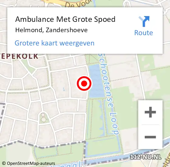 Locatie op kaart van de 112 melding: Ambulance Met Grote Spoed Naar Helmond, Zandershoeve op 5 oktober 2016 02:17