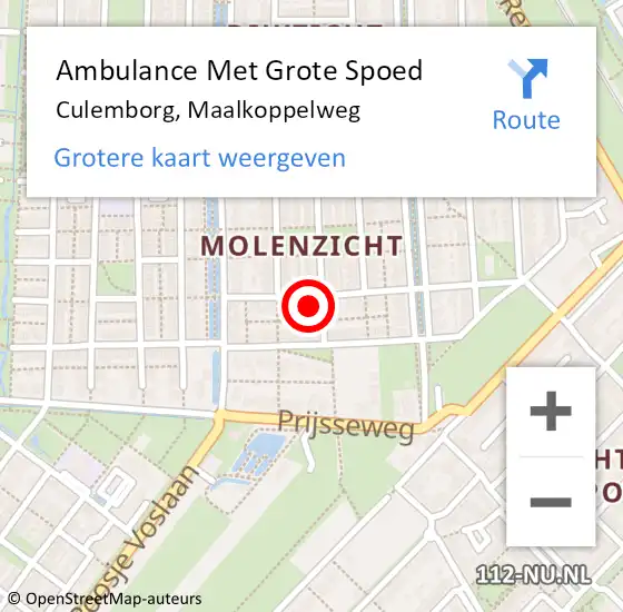 Locatie op kaart van de 112 melding: Ambulance Met Grote Spoed Naar Culemborg, Maalkoppelweg op 5 oktober 2016 02:37