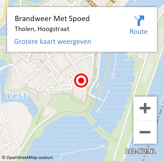 Locatie op kaart van de 112 melding: Brandweer Met Spoed Naar Tholen, Hoogstraat op 5 oktober 2016 02:56