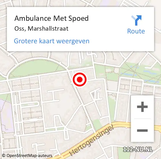 Locatie op kaart van de 112 melding: Ambulance Met Spoed Naar Oss, Marshallstraat op 5 oktober 2016 03:32