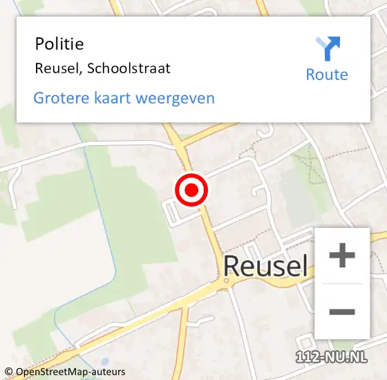 Locatie op kaart van de 112 melding: Politie Reusel, Schoolstraat op 5 oktober 2016 06:42