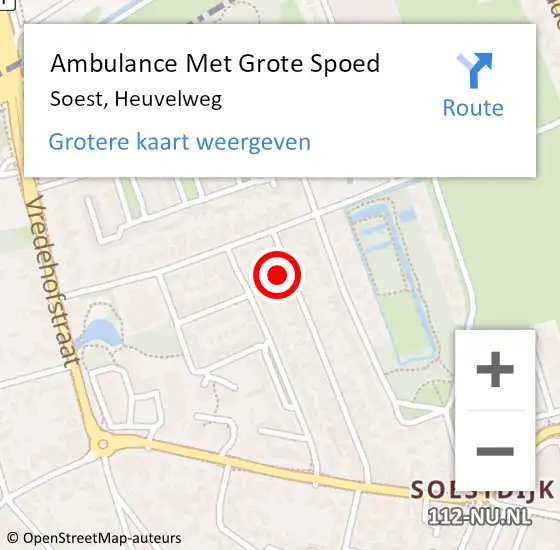 Locatie op kaart van de 112 melding: Ambulance Met Grote Spoed Naar Soest, Heuvelweg op 5 oktober 2016 06:47